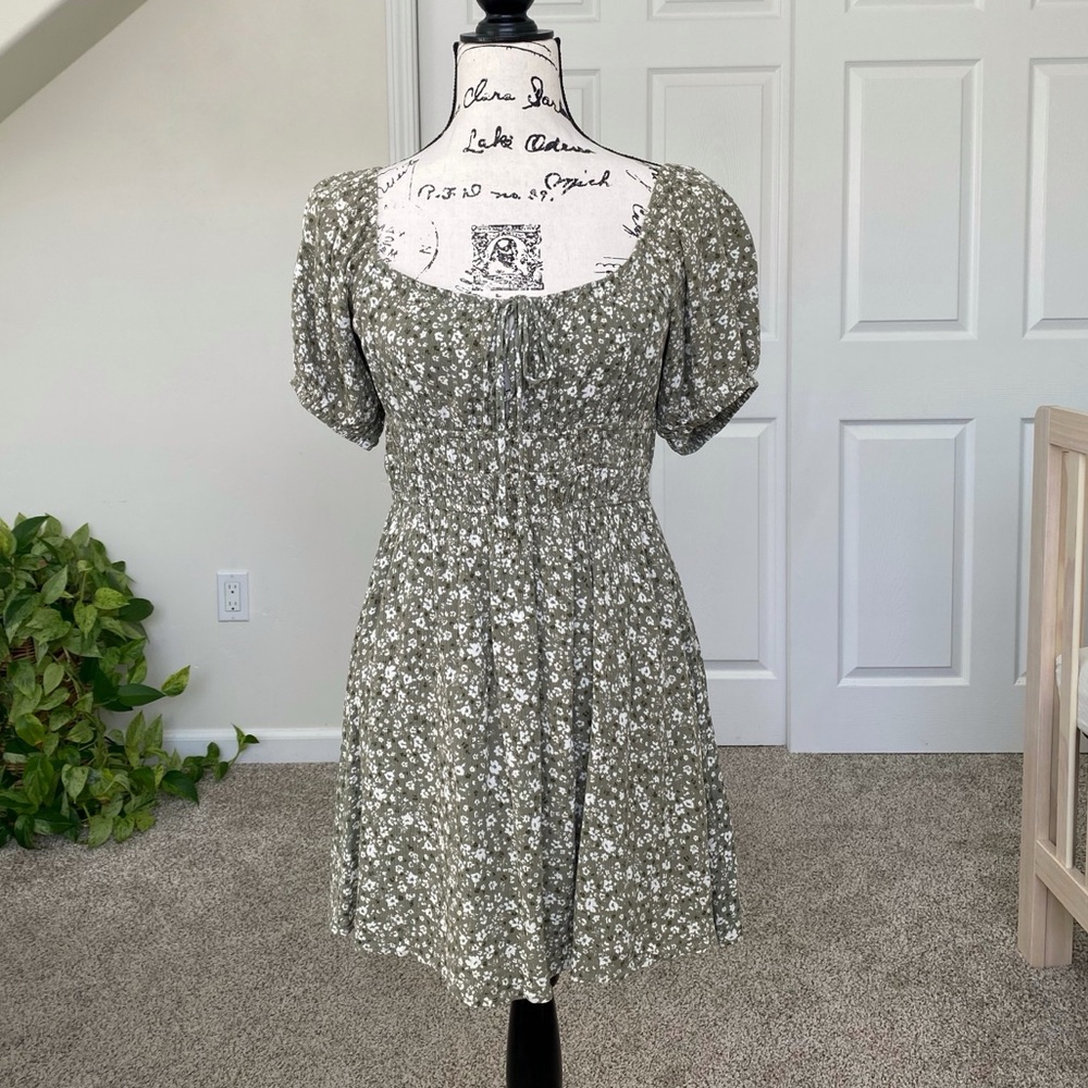 French Quarter floral green mini dress